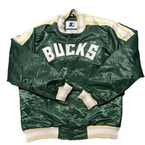 Vintage Milwaukee Bucks Satin Starter Jacket Mens Sz Large L NBA Basketball
